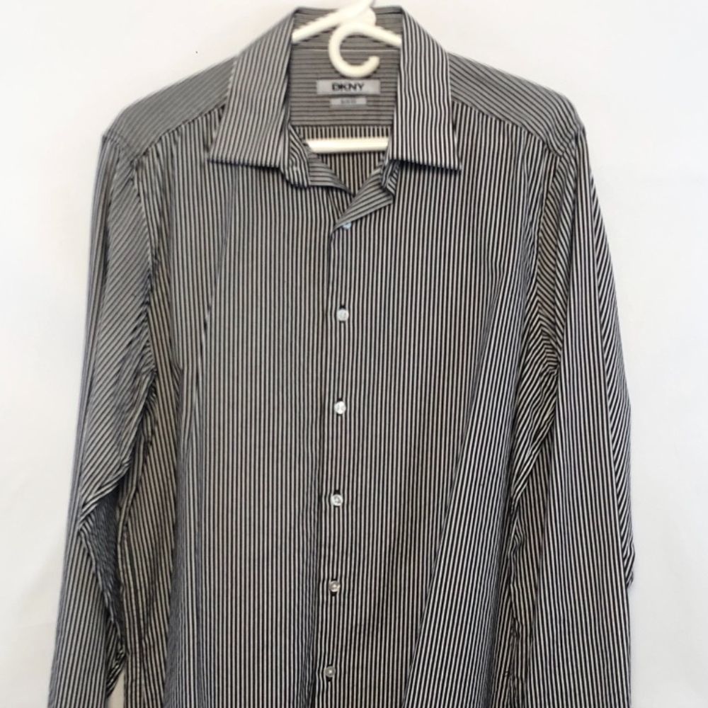 DKNY SLIM FIT STRIPED MAN'S SHIRT  SIZE L/16